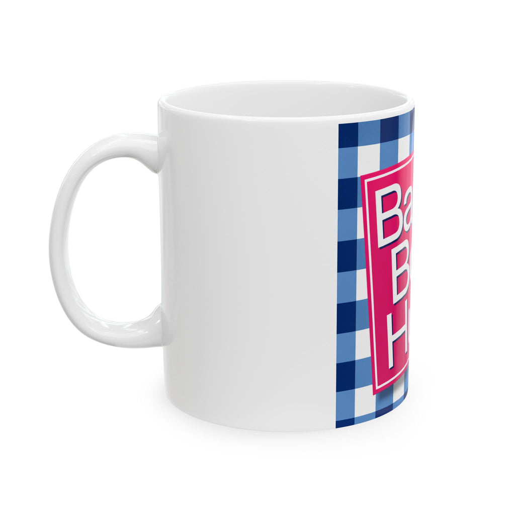 Back & Body Hurts Ceramic Mug — Funny Plaid Pain Relief Coffee Cup (11oz)