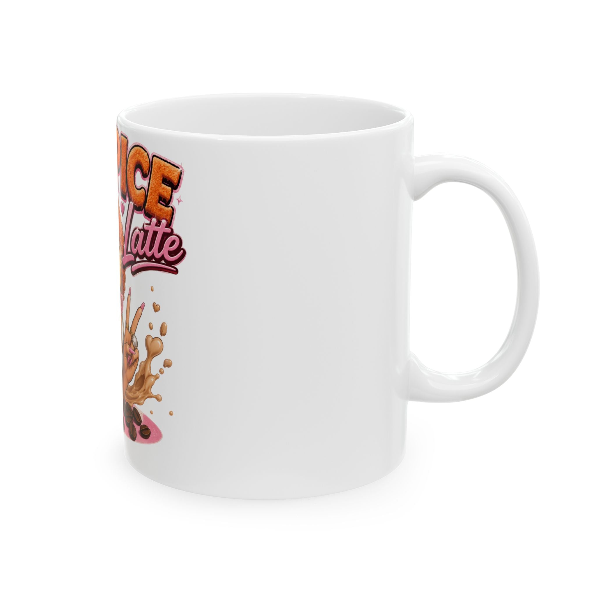 Latte Ceramic Mug — Cute Retro Coffee Graphic (11oz)