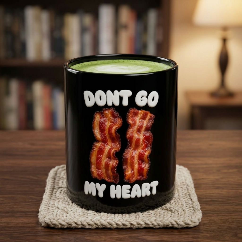 Don't Go My Heart Bacon Mug — Funny Breakfast Coffee Cup (11oz)