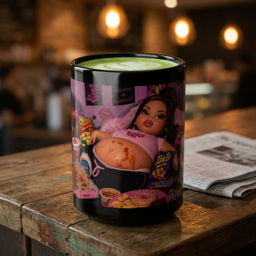 Bratz-Inspired Cozy Snack Life Mug (Black, 11oz/15oz)