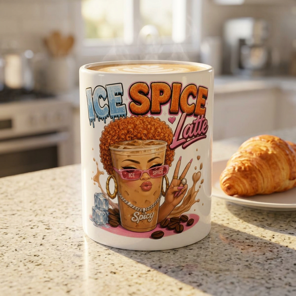 Latte Ceramic Mug — Cute Retro Coffee Graphic (11oz)