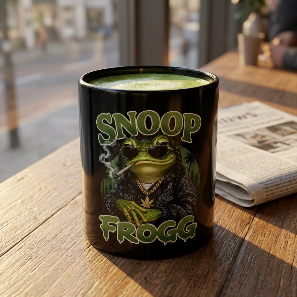 Snoop Frogg Black Coffee Mug — Funny Cannabis Frog 11oz