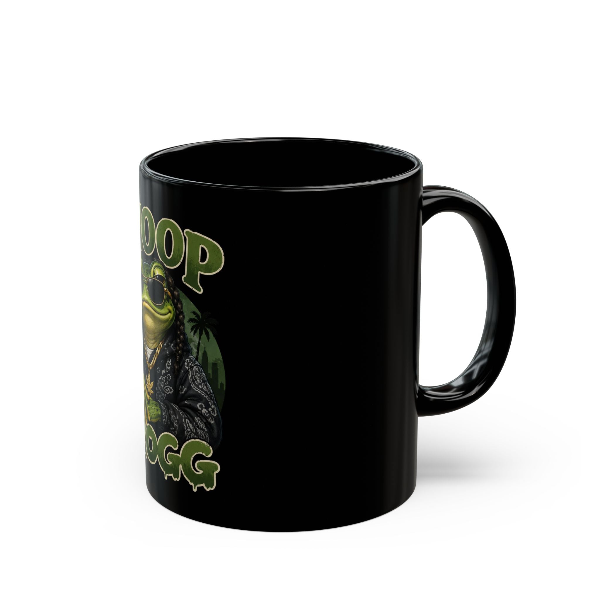 Snoop Frogg Black Coffee Mug — Funny Cannabis Frog 11oz