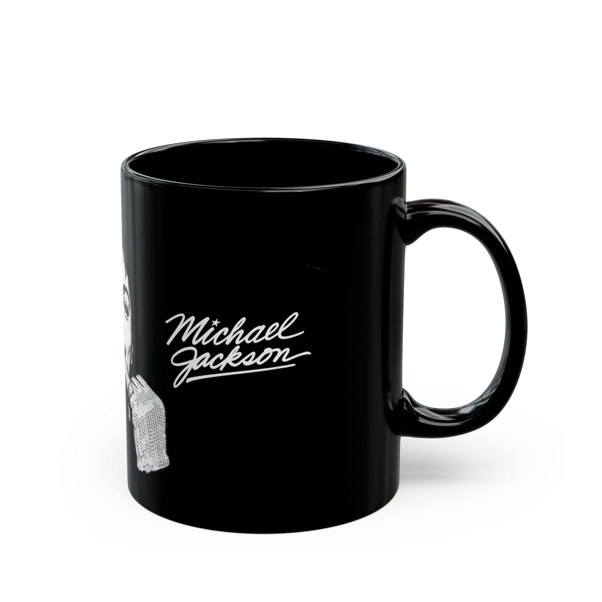 Michael Jackson Black Ceramic Mug — Icon Portrait with Signature Script