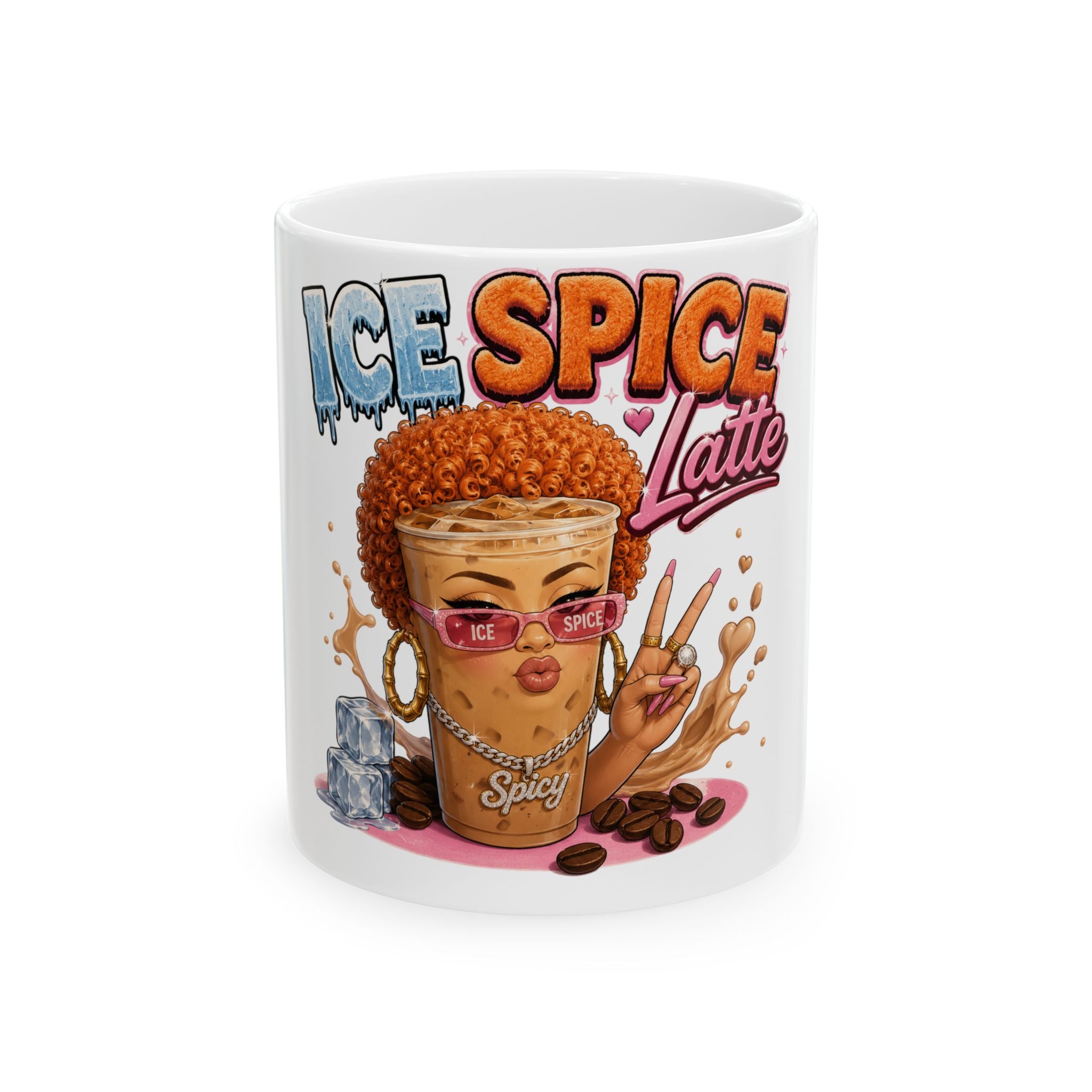 Latte Ceramic Mug — Cute Retro Coffee Graphic (11oz)