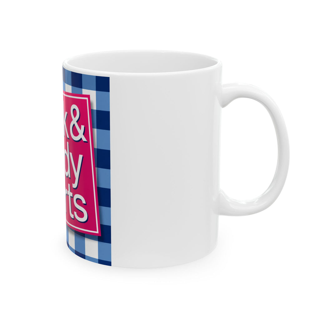 Back & Body Hurts Ceramic Mug — Funny Plaid Pain Relief Coffee Cup (11oz)