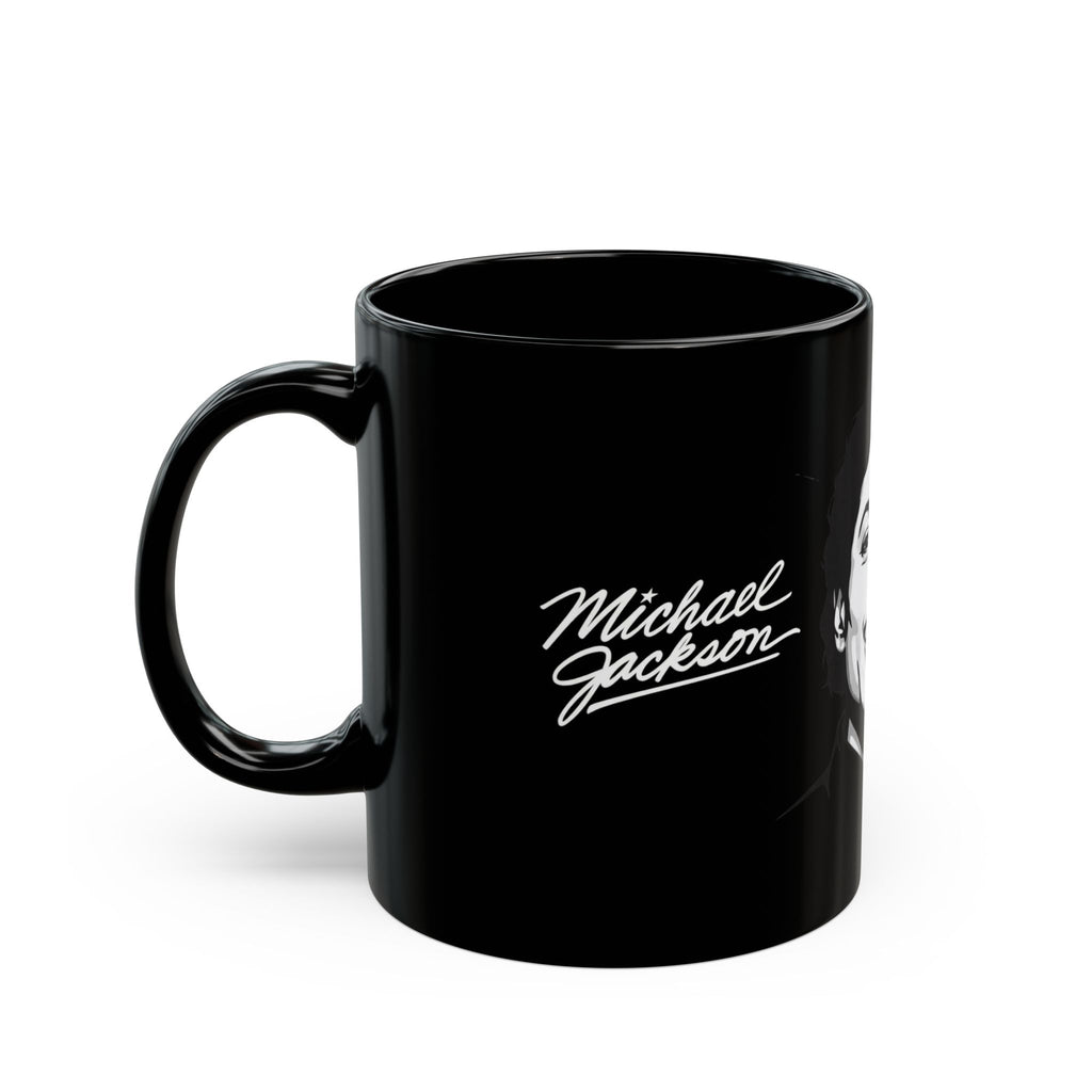 Michael Jackson Black Ceramic Mug — Icon Portrait with Signature Script