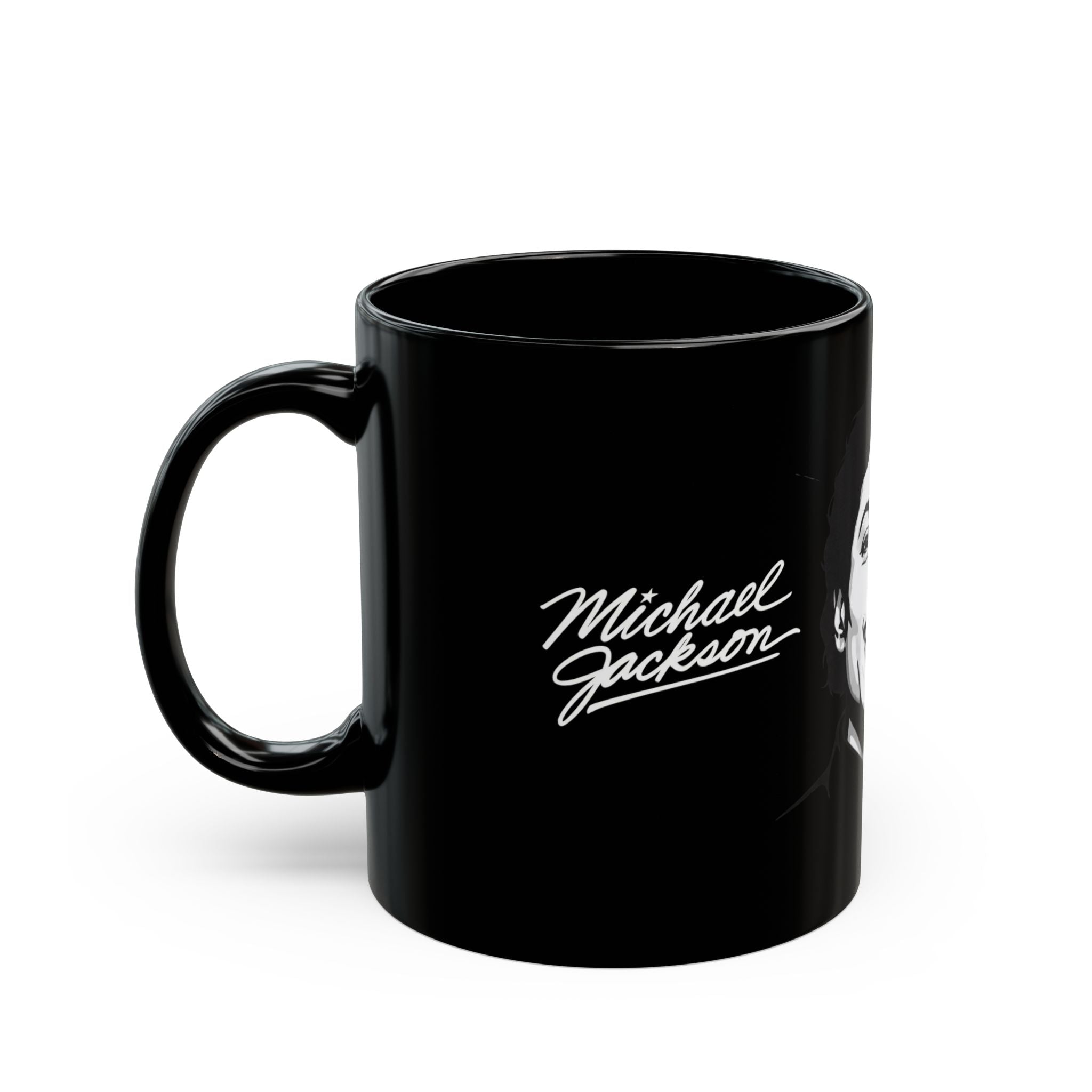Michael Jackson Black Ceramic Mug — Icon Portrait with Signature Script