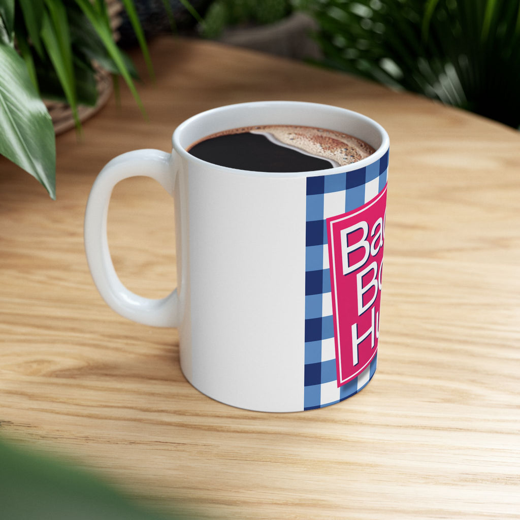 Back & Body Hurts Ceramic Mug — Funny Plaid Pain Relief Coffee Cup (11oz)